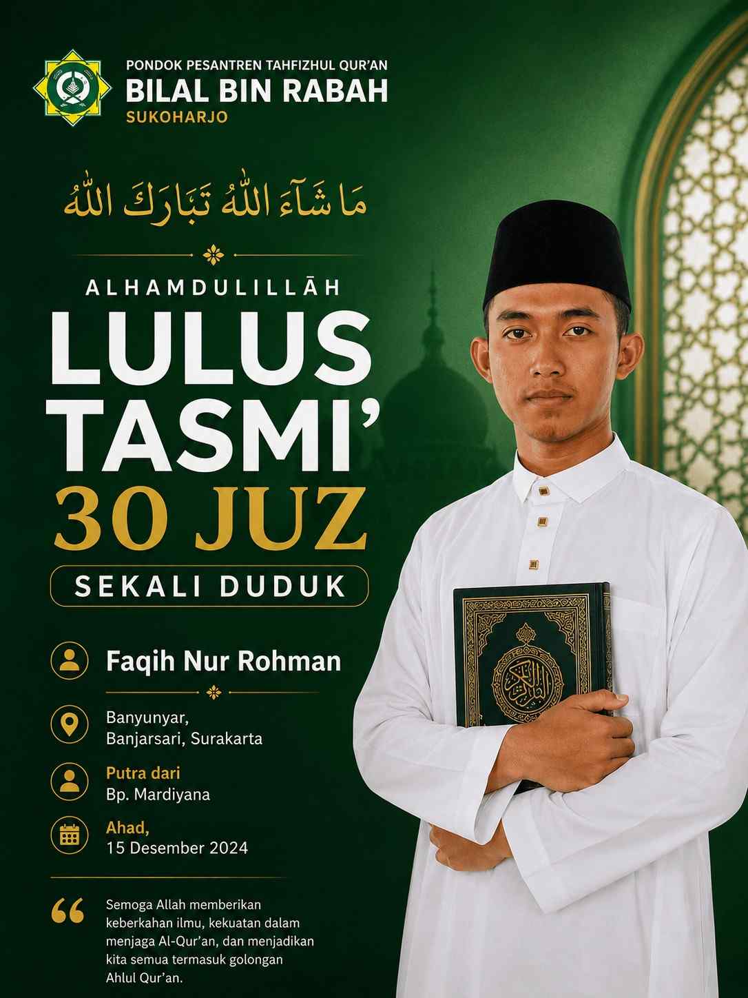 Flyer prestasi tahfizh santri